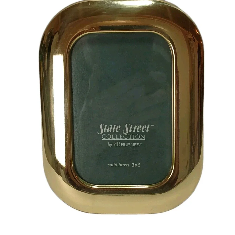 Burnes of Boston 3x5 Solid Brass Picture Frame Vintage Rounded Velvet Back